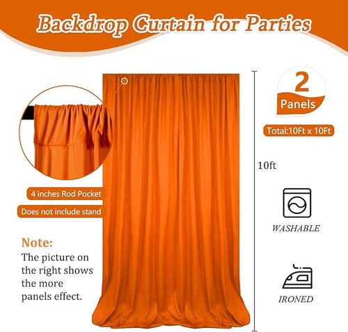 10 x 10 Feet Orange Backdrop Curtain - Image 2