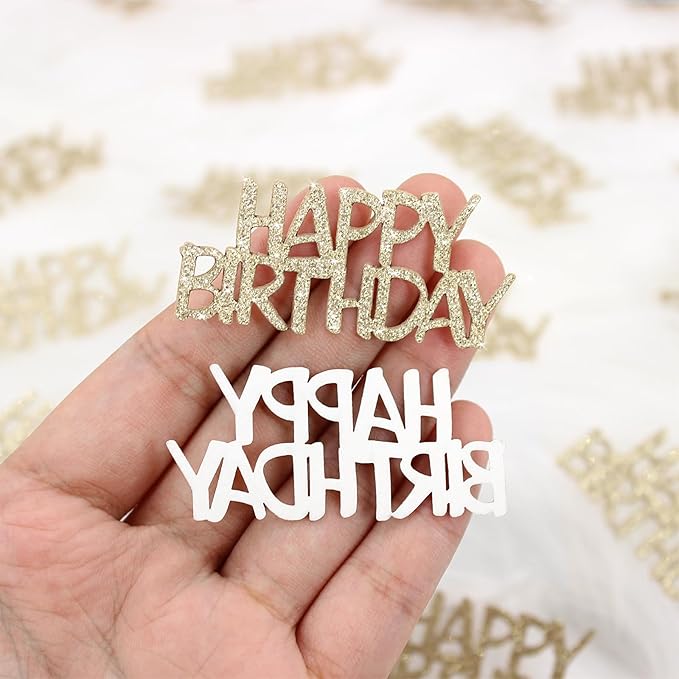 Champagne-Gold Happy Birthday Confetti - Image 5