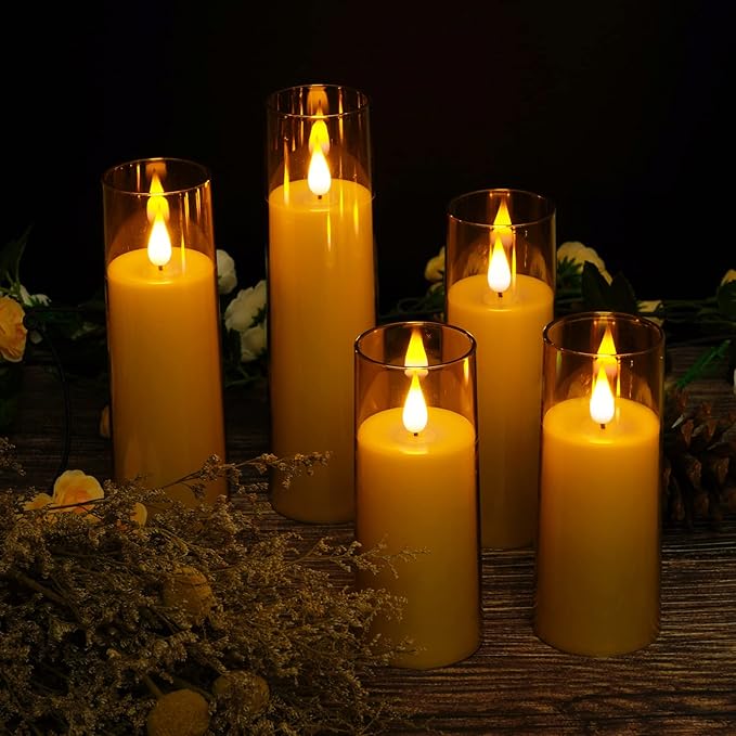 Amagic Flickering Flameless Candles, Battery Operated Candles, Amber Gold - Image 2