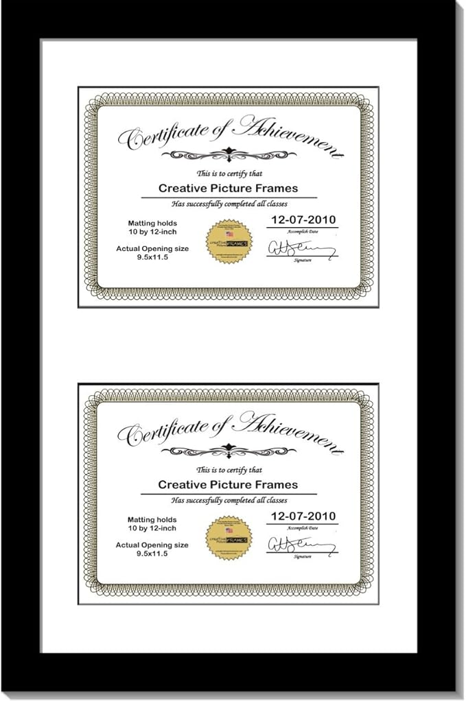 Creative Picture Frames 14X24Bk-W Black Vertical Double Diploma Frame by CreativePictureFrames