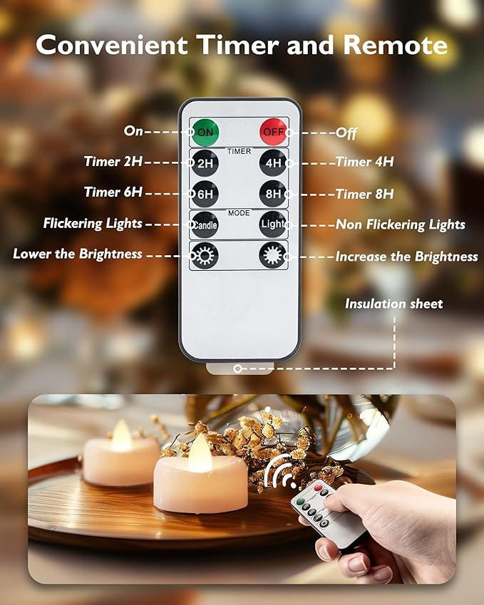 Remote Candles, 400+Hours Remote Control LED Tea Lights Votive Candle - Image 6