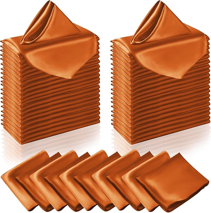 Manyshofu 60 Pieces Terracotta Satin Napkins by Manyshofu