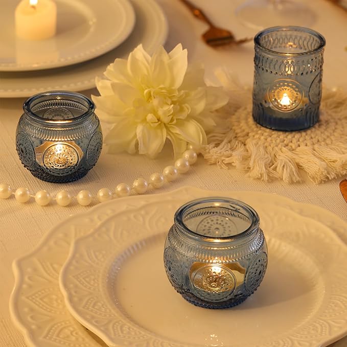 DARJEN 12Pcs Blue Votive Candle Holders - Image 6