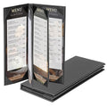2 Pack 6 View Menu Holder Menu Covers 4.25" x 11" | Black Leather Menu Sleeves by AMGSH