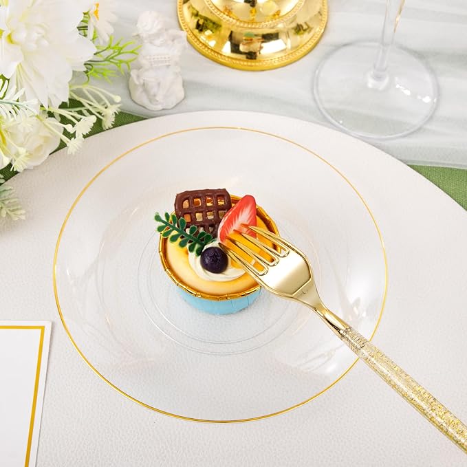 Liacere 150PCS Clear Gold Plastic Plates - Image 7