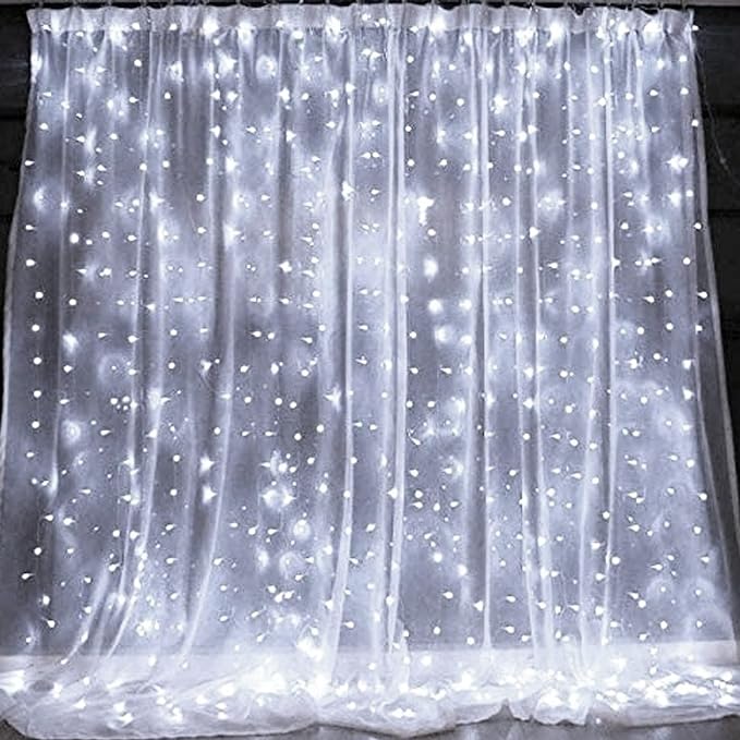 Dazzle Bright Curtain String Lights, 300 LED 9.8ft x 9.8ft 8 Lighting Modes - Image 3