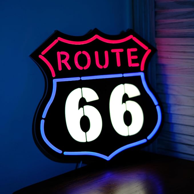 Ultrathin Route 66 Neon Sign Art Wall Lights by vgvlgnss
