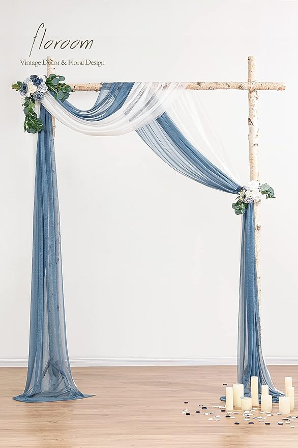 Floroom Wedding Arch Draping Fabric 2 Panels 20Ft Chiffon Fabric Drapes Arbor - Image 3