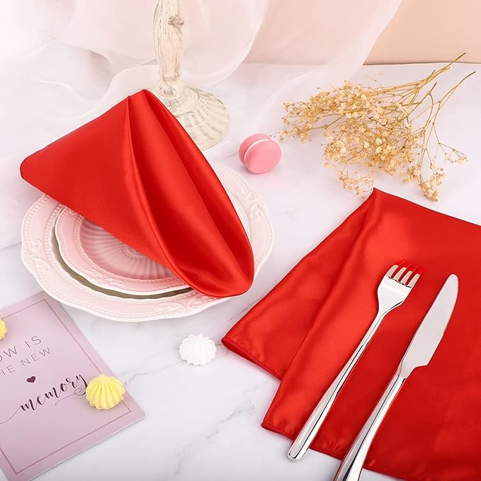 Aneco 16 Pack Square Satin Napkin Bright Silk Table Napkin Soft Smooth Fabric - Image 5