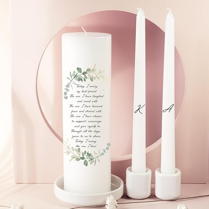 Unity Candles for Wedding, Modern Unity Set, Custom and Personalized Taper - Image 2