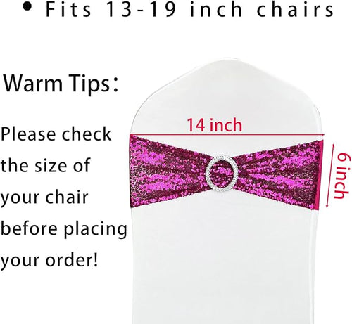 10 Pcs Chair Sashes Sequin Stretch Chair Bands Spandex Polyester Bows - Image 2