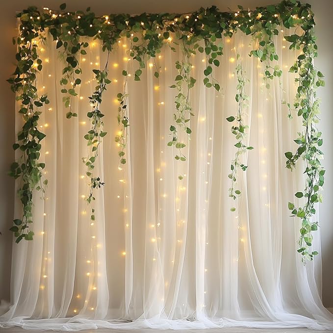 10x10ft Ivory Tulle Backdrop Curtain by Unknown