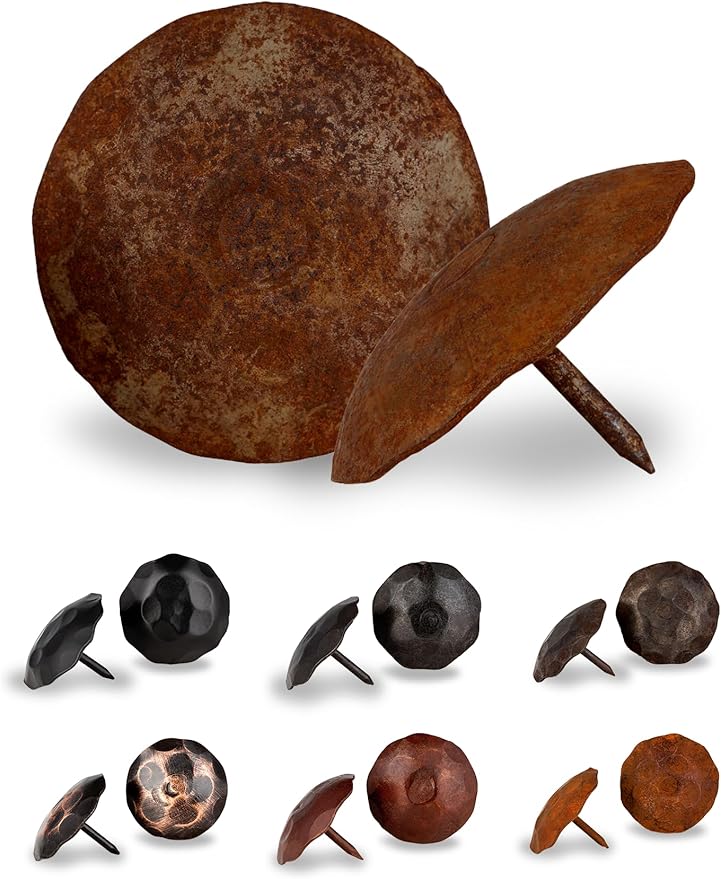 50 Pack 2" Round Head Iron Clavos Decorative Nails – Rusted – Handmade Rustic by BorderlandRusticHardware