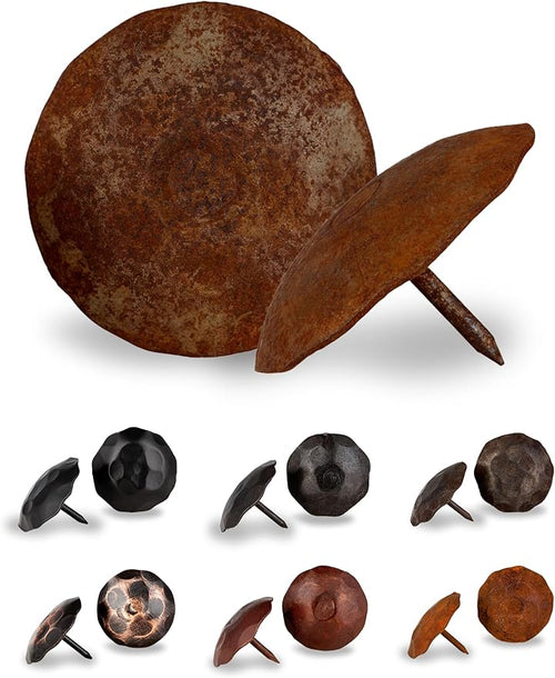 10 Pack 2" Round Head Iron Clavos Decorative Nails – Rusted – Handmade Rustic by BorderlandRusticHardware