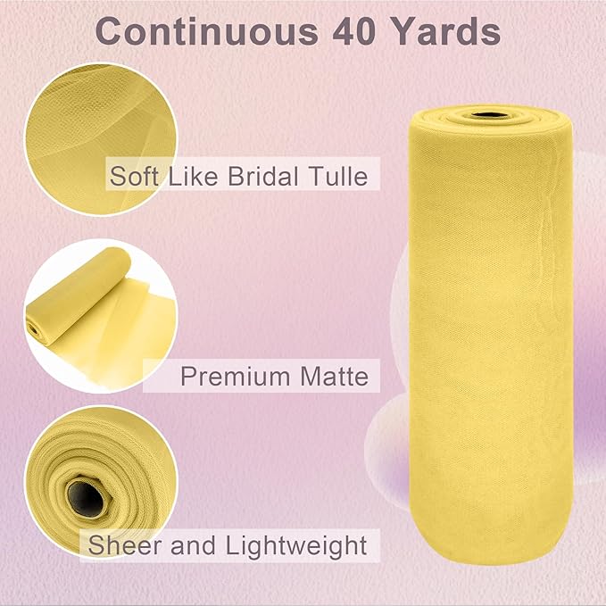 Gold Tulle Fabric Roll Spool Bolt Large Tulle Wedding Party Decoration - Image 2