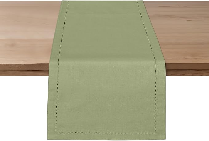 Ruvanti Linen Table Runner 72 Inches, Classic Hemstitch, Non-Slipping, Stain by Ruvanti