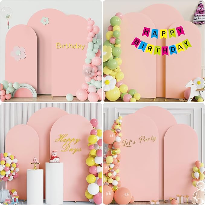 Fomcet Wedding Arch Cover 7.2FT, 6FT Pale Pink Spandex Fitted Fabric Backdrop - Image 5