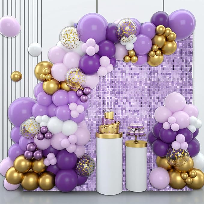 24PCS Light Purple Shimmer Wall Backdrop, Square Sequin Photo Backdrops Panel - Image 3