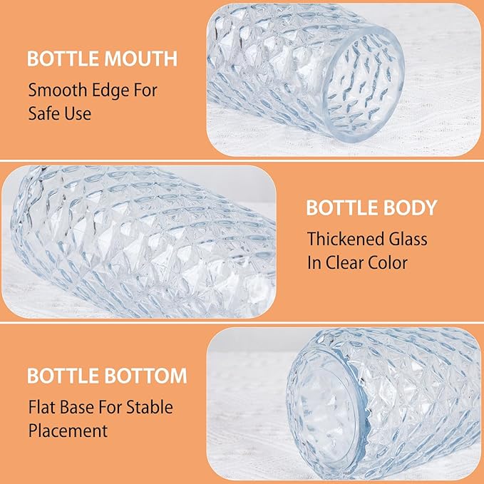 Crystal Vase for Flowers, 8.6" H Clear Round Glass Vase for Centerpieces - Image 6