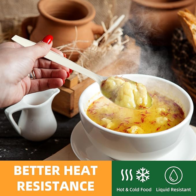 100% Compostable Disposable Spoons, 6.7" 150pcs Heavy Duty Utensils - Image 5
