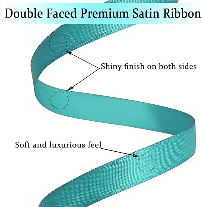 Lake Blue Satin Ribbon Double Faced Satin 1/2 inch x 55 Yards Polyester Ribbon - Image 3