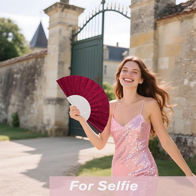 48 Pack Handheld Fan, Folding Hand Glitter fan - Image 7