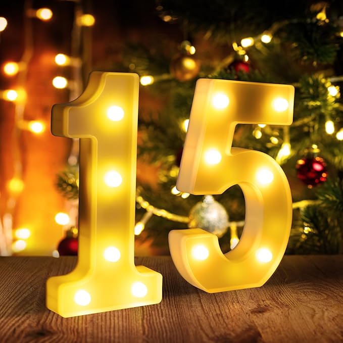 15th Birthday Decorations For Girls and Boys, 15 Light Up Numbers Quinceanera by funsky