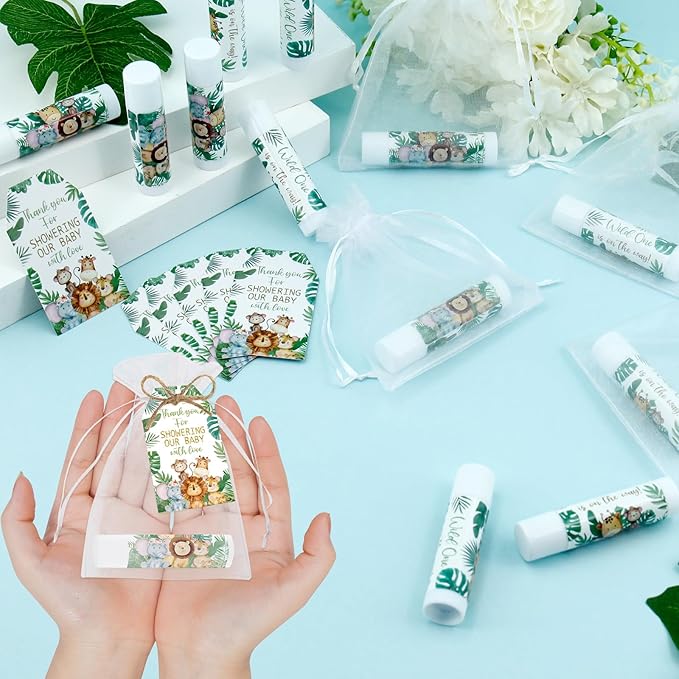 50 PCS Baby Shower Jungle Animal Lip Balms Favors - Image 4