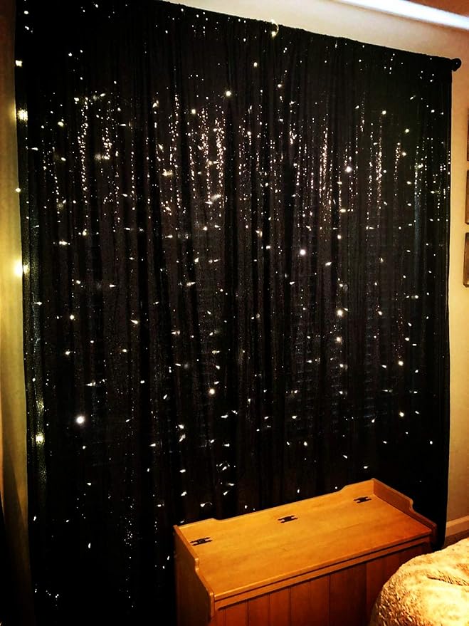 Eternal Beauty Black Sequin Backdrop, 6x8 Ft Halloween Glitter Background - Image 6