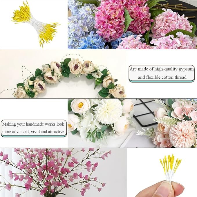 HAHIYO 1000Pcs 1mm Yellow Pearl Double Head Flower Pistil - Image 7