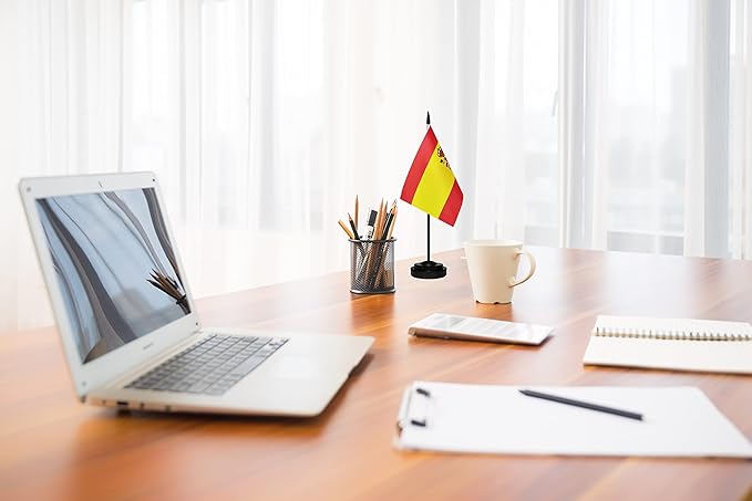 Spain Spanish Deluxe Desk Flag Set, Small Mini Miniature Spain Spanish Table - Image 4