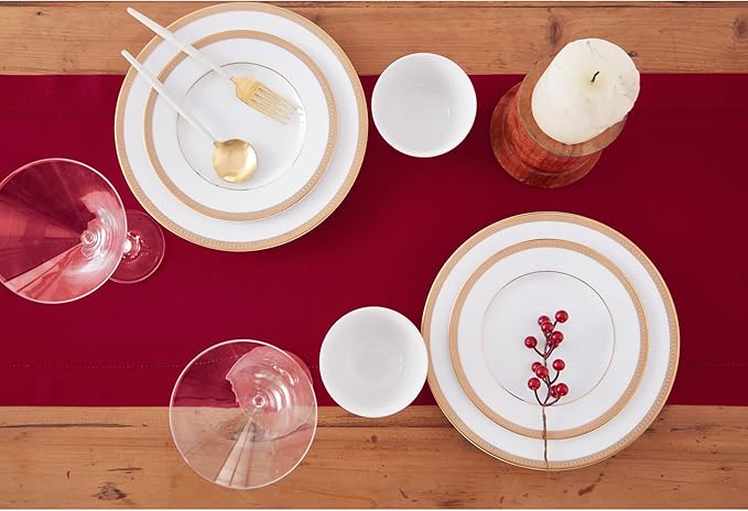 Solino Home Cotton Linen Red Table Runner 90 Inches Long - Image 5