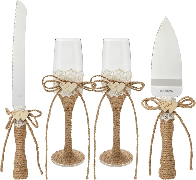 Juvale Wedding Decor Rustic Cake Knife & Server Set by Juvale