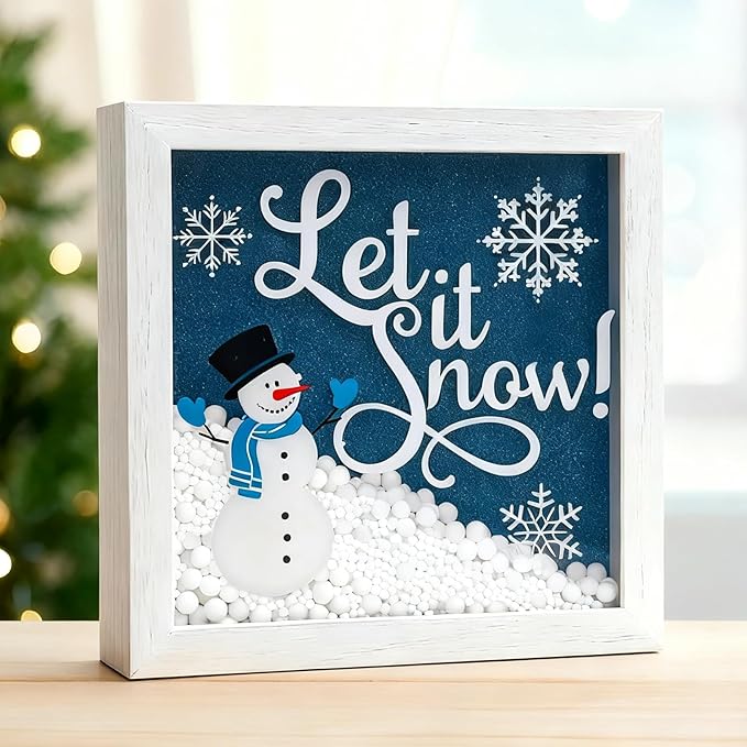Christmas Wooden Tabletop Sign Blue Snowman by Unknown