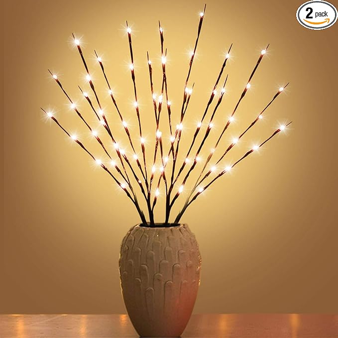 Led Branch Light Battery Operated Lighted Branches Vase Filler Willow Twig by XIANMU