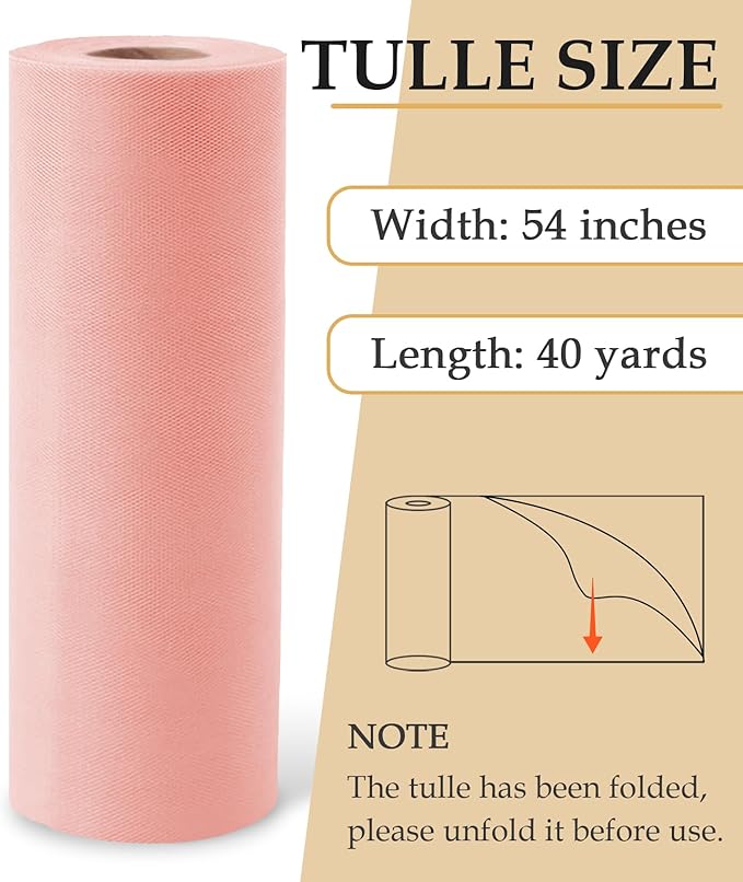 Blush Tulle Fabric Roll - Image 2
