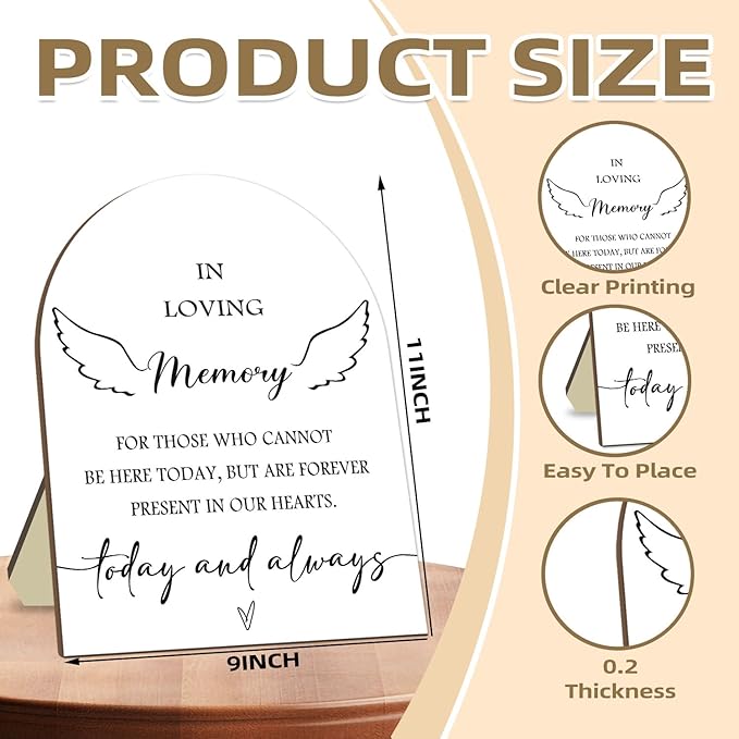 Memorial Table Sign for Bridal Shower, In Loving Memory Wooden Sign - Image 2