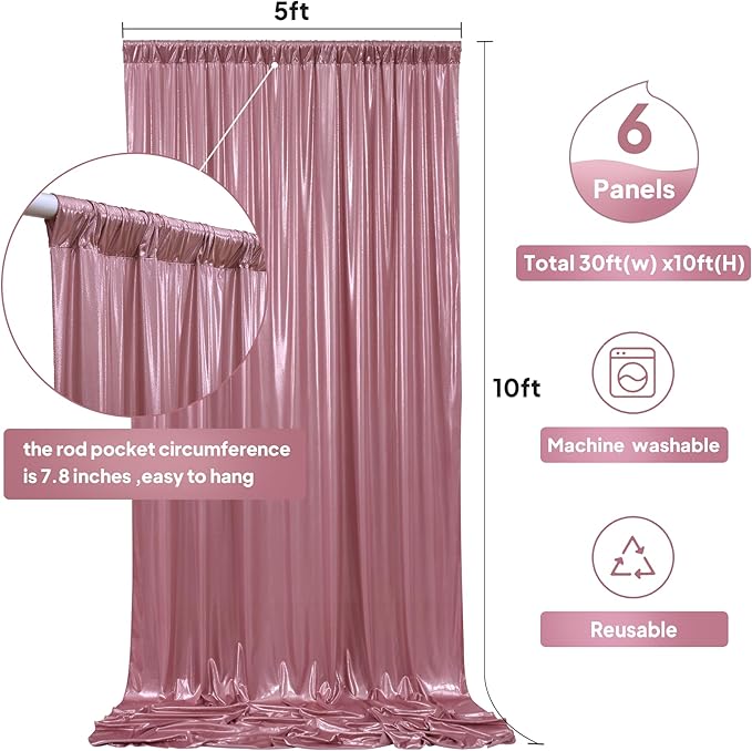 30ftx10ft Rose Gold Sequin Backdrop Curtain Panels - Image 3