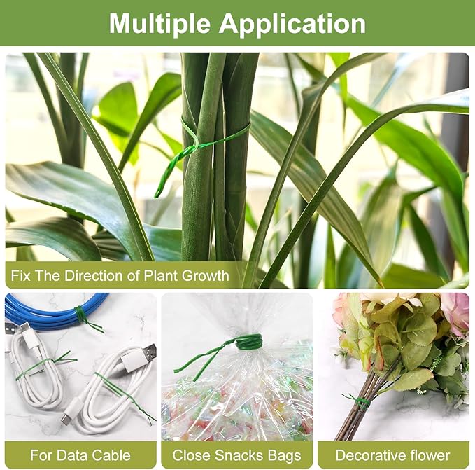 SumDirect Plant Ties, 656FT/200m Green Garden Twist Ties - Image 7