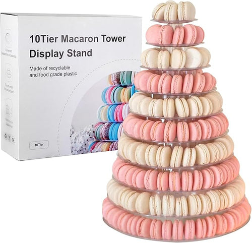 10 Tiers Macaroon Tower Stand, Round Macaron Tower Cake Display Rack Plastic by kithing