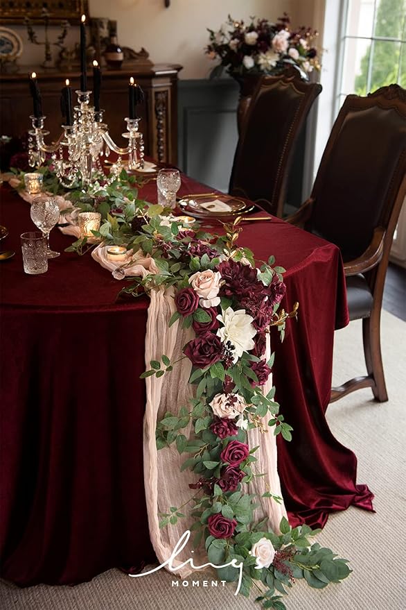 Ling's Moment Flower Garland - 6FT Eucalyptus & Rose - Sweetheart Table Decor - Image 3