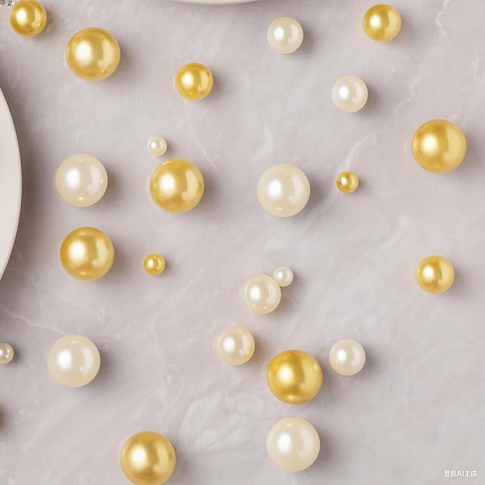200 Pcs Vase Filler Beads Gold and White Pearl Beads - Image 6