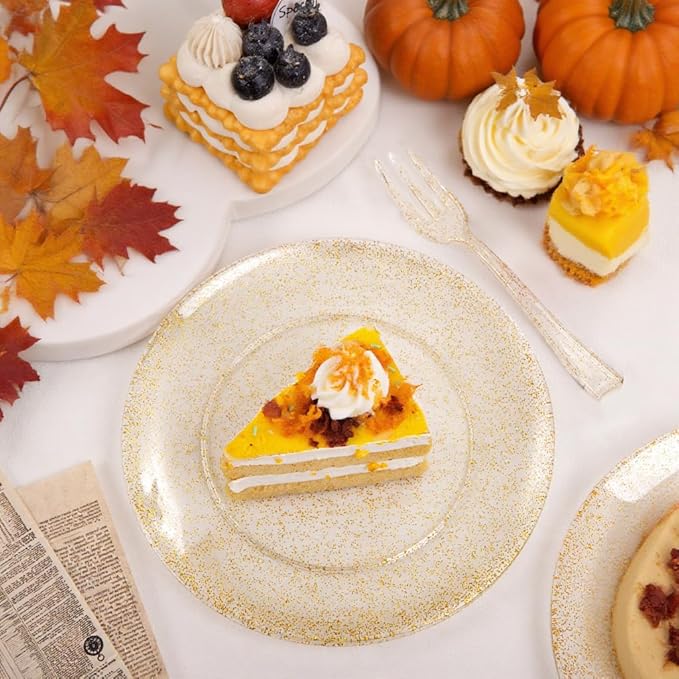Festiva 200Pcs Gold Glitter Dessert Plates 6.3" - Image 4