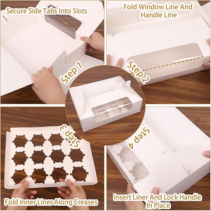 White Cupcake Boxes 12 Count, and Inserts – Holds 360 Standard Cupcakes - Image 5