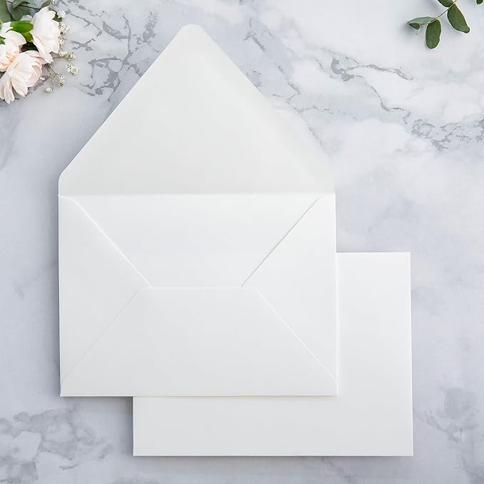 PONATIA 50PCS A7 Euro Flap Envelopes, 5.25 x 7.25'' Ivory Envelopes - Image 9