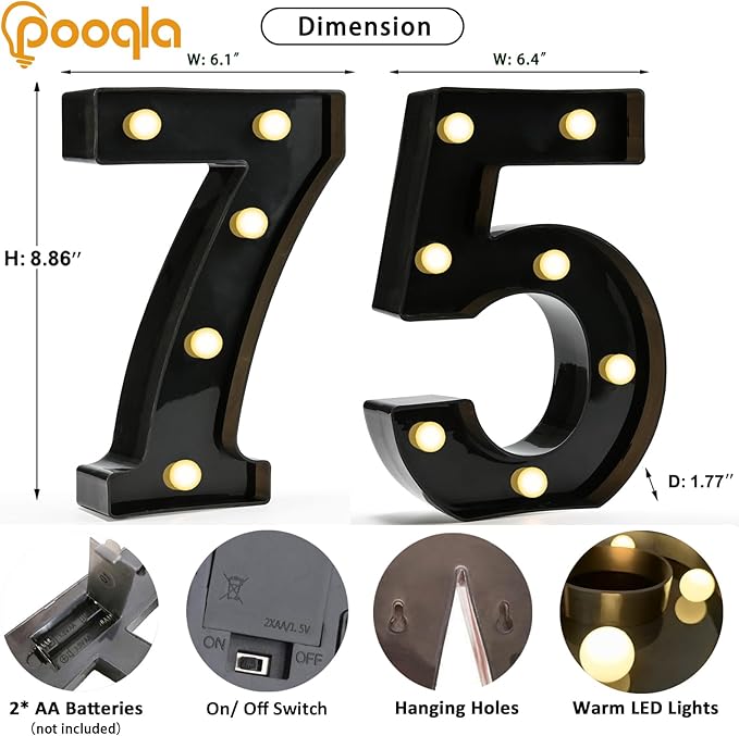 Pooqla Decorative Led Light Up Number Letters - Image 4