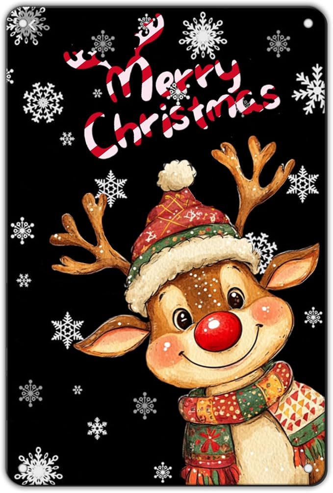 Christmas Reindeer Metal Tin Sign by GJXFTPTTBD