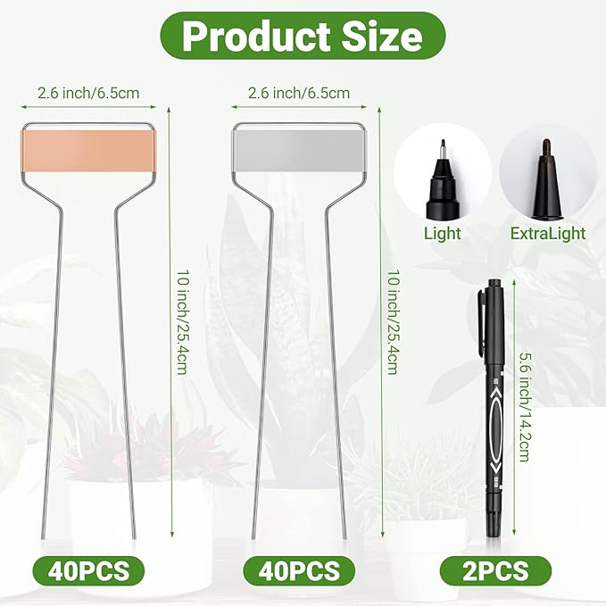 80 Pcs 10" High Plant Labels, Include 40 Copper Metal Plant Tags and 40 - Image 2