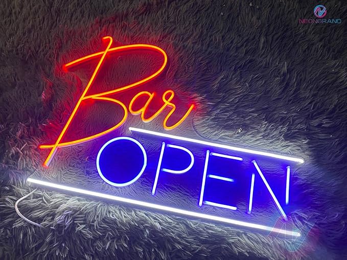 NEONGRAND Neon Bar Sign, Open Neon Sign, 30x20 inches, Wall Mount, Bar - Image 4