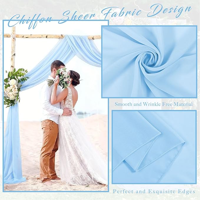 Wedding Arch Drapes Fabric 4 Panels 20Ft Length x 28" Width Baby Blue Arch - Image 4